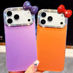 Simpatica custodia per telefono con fiocco color dopamina, adatta alla pelle sensibile, con cinturino da polso di perline., For iPhone 13 Pro, For iPhone 13