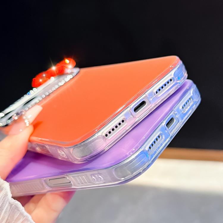 Simpatica custodia per telefono con fiocco color dopamina, adatta alla pelle sensibile, con cinturino da polso di perline., For iPhone 13 Pro, For iPhone 13