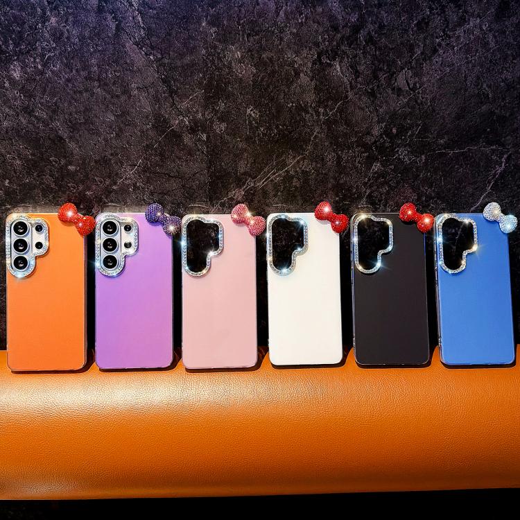 Simpatica custodia per telefono con fiocco color dopamina, adatta alla pelle sensibile, con cinturino da polso di perline., For Galaxy S23 Ultra 5G
