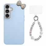 Simpatica custodia per telefono con fiocco color dopamina, adatta alla pelle sensibile, con cinturino da polso di perline., For Galaxy A15 5G, For Galaxy A55 5G, For Galaxy A35 5G