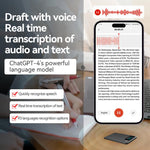 A3P Display sinistro da 0,96 pollici Doppio tasto Registratore vocale intelligente AI ultrasottile Supporto AIREC-APP, 8GB, 16GB, 32GB, 64GB, 128GB, 256GB