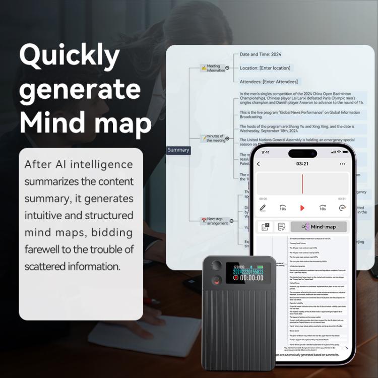 A3P Display destro da 0,96 pollici con texture a strisce, ultra sottile, registratore vocale intelligente AI, supporto AIREC-APP, 8GB, 16GB, 32GB, 64GB, 128GB, 256GB