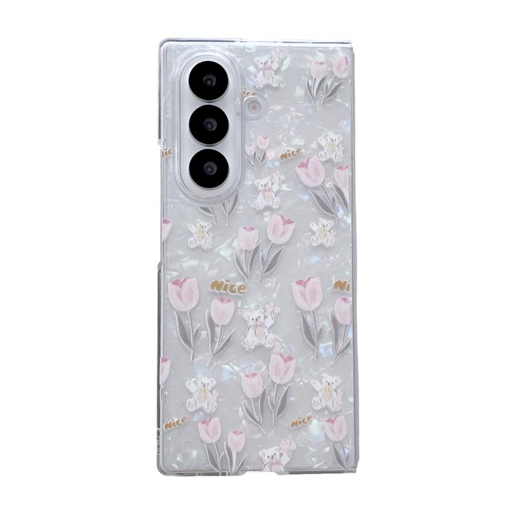 Custodia per telefono con texture a conchiglia perlata e motivo floreale, For Galaxy Z Fold8 Ultra 5G, For Galaxy Z Flip8 5G