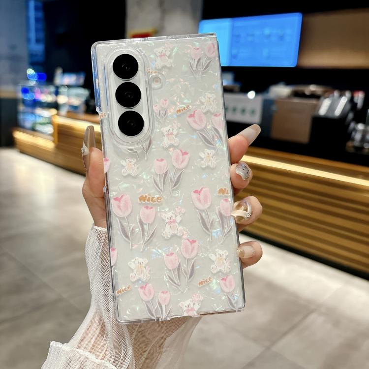 Custodia per telefono con texture a conchiglia perlata e motivo floreale, For Galaxy Z Fold8 Ultra 5G, For Galaxy Z Flip8 5G