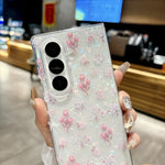 Custodia per telefono con texture a conchiglia perlata e motivo floreale, For Galaxy Z Fold8 Ultra 5G, For Galaxy Z Flip8 5G