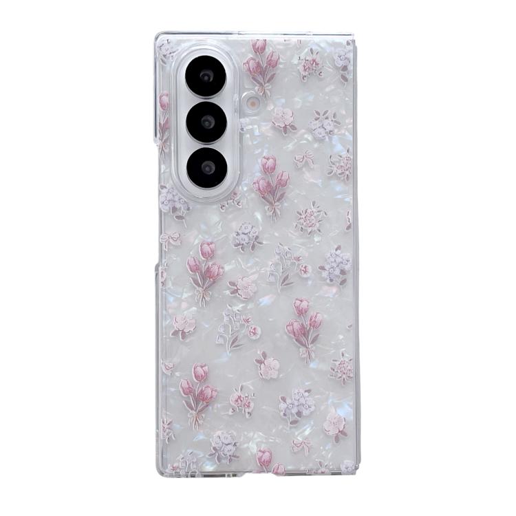 Custodia per telefono con texture a conchiglia perlata e motivo floreale, For Galaxy Z Fold8 Ultra 5G, For Galaxy Z Flip8 5G