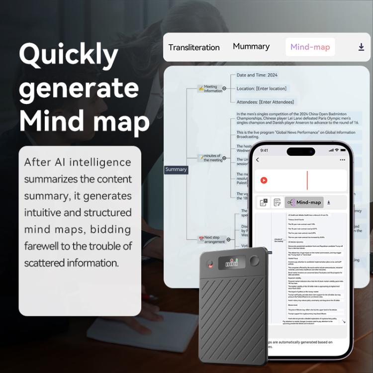A3P Display medio da 0,42 pollici con texture twill Ultra sottile Registratore vocale intelligente AI Supporto AIREC-APP, 8GB, 16GB, 32GB, 64GB, 128GB, 256GB