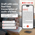 A3P Display centrale da 0,42 pollici con texture a strisce Ultra sottile Registratore vocale intelligente AI Supporto AIREC-APP, 8GB, 16GB, 32GB, 64GB, 128GB, 256GB