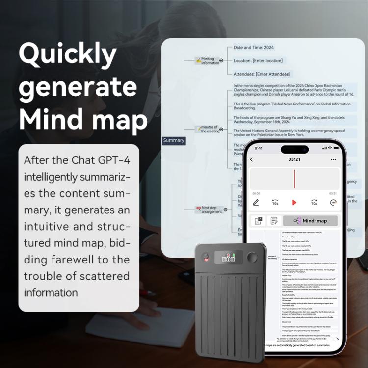A3P Display centrale da 0,42 pollici con texture a strisce Ultra sottile Registratore vocale intelligente AI Supporto AIREC-APP, 8GB, 16GB, 32GB, 64GB, 128GB, 256GB