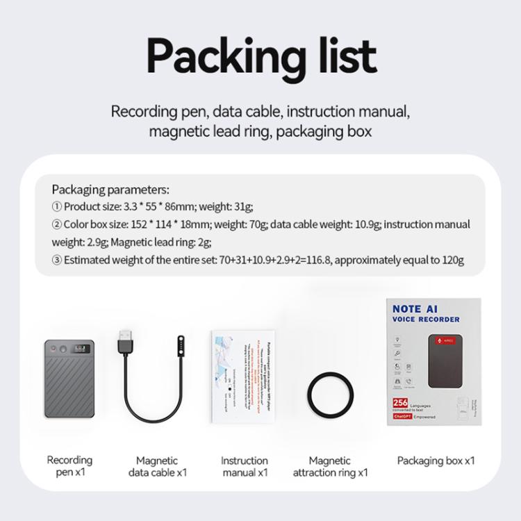A3P Display destro da 0,42 pollici con texture twill Ultra sottile Registratore vocale intelligente AI Supporto AIREC-APP, 8GB, 16GB, 32GB, 64GB, 128GB, 256GB