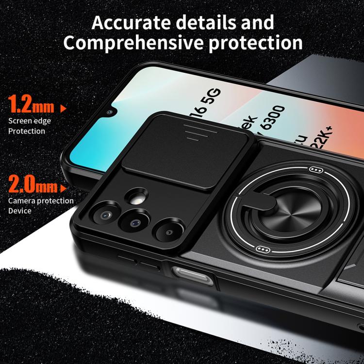 Custodia per telefono multifunzionale magnetica antiurto con finestra scorrevole per obiettivo., For Samsung Galaxy M16 5G