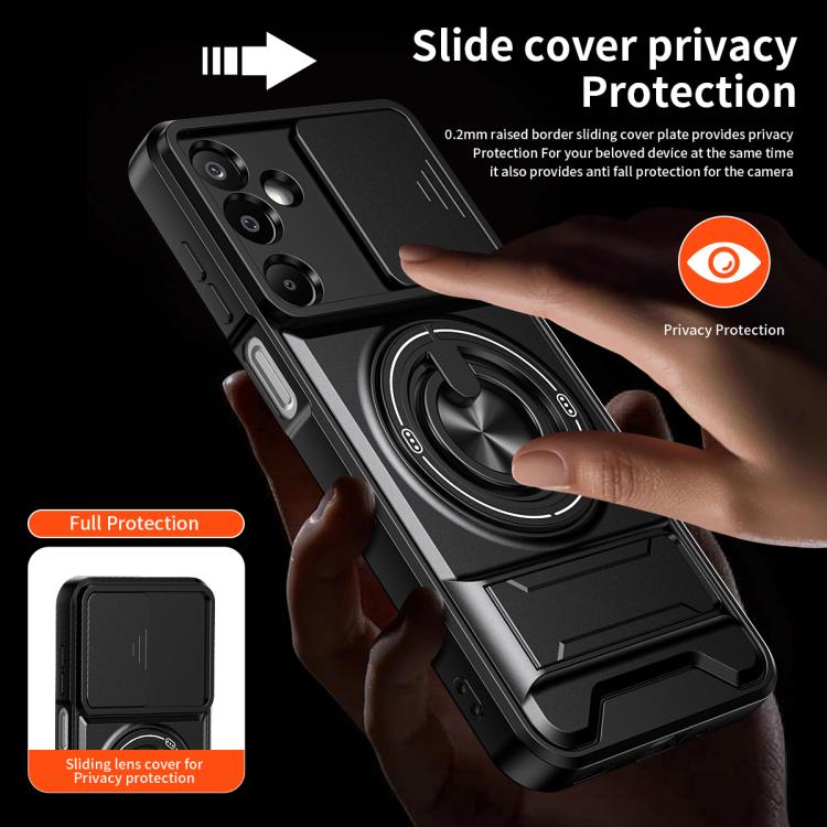 Custodia per telefono multifunzionale magnetica antiurto con finestra scorrevole per obiettivo., For Samsung Galaxy M16 5G