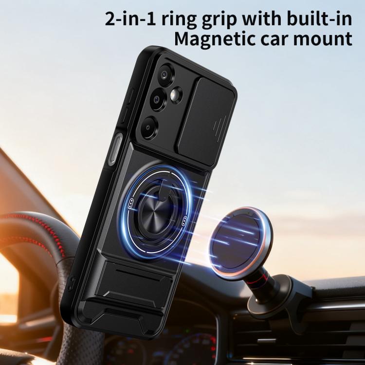 Custodia per telefono multifunzionale magnetica antiurto con finestra scorrevole per obiettivo., For Samsung Galaxy M16 5G
