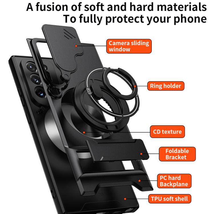 Custodia per telefono multifunzionale magnetica antiurto con finestra scorrevole per obiettivo., For Galaxy Note20 Ultra 5G, For Galaxy Note20, For Galaxy Note10+ 4G