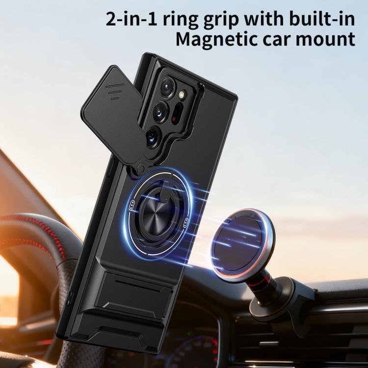 Custodia per telefono multifunzionale magnetica antiurto con finestra scorrevole per obiettivo., For Galaxy Note20 Ultra 5G, For Galaxy Note20, For Galaxy Note10+ 4G