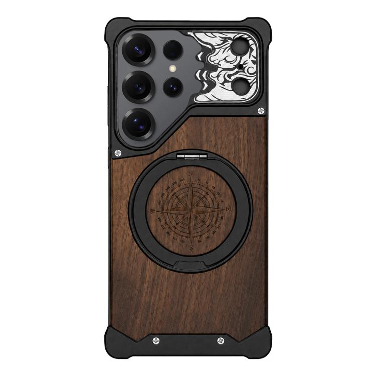 Custodia magnetica per telefono con supporto a 360° a forma di testa di cavallo in noce, For Galaxy S26 Ultra 5G, For Galaxy S25 Ultra 5G, For Galaxy S24 Ultra 5G, For Galaxy S23 Ultra 5G, For Galaxy S22 Ultra 5G