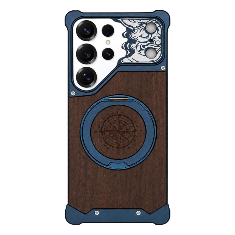 Custodia magnetica per telefono con supporto a 360° a forma di testa di cavallo in noce, For Galaxy S26 Ultra 5G, For Galaxy S25 Ultra 5G, For Galaxy S24 Ultra 5G, For Galaxy S23 Ultra 5G, For Galaxy S22 Ultra 5G