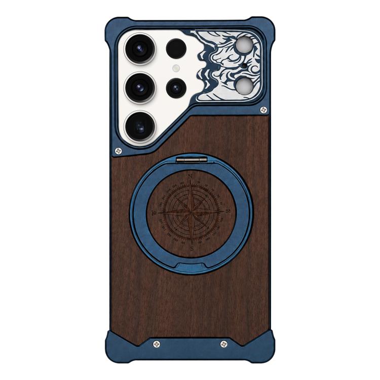 Custodia magnetica per telefono con supporto a 360° a forma di testa di cavallo in noce, For Galaxy S26 Ultra 5G, For Galaxy S25 Ultra 5G, For Galaxy S24 Ultra 5G, For Galaxy S23 Ultra 5G, For Galaxy S22 Ultra 5G