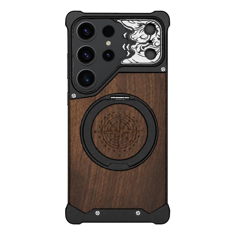 Custodia magnetica per telefono con supporto a 360° a forma di testa di cavallo in noce, For Galaxy S26 Ultra 5G, For Galaxy S25 Ultra 5G, For Galaxy S24 Ultra 5G, For Galaxy S23 Ultra 5G, For Galaxy S22 Ultra 5G
