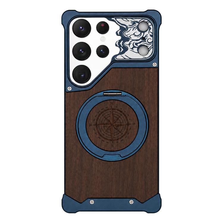 Custodia magnetica per telefono con supporto a 360° a forma di testa di cavallo in noce, For Galaxy S26 Ultra 5G, For Galaxy S25 Ultra 5G, For Galaxy S24 Ultra 5G, For Galaxy S23 Ultra 5G, For Galaxy S22 Ultra 5G