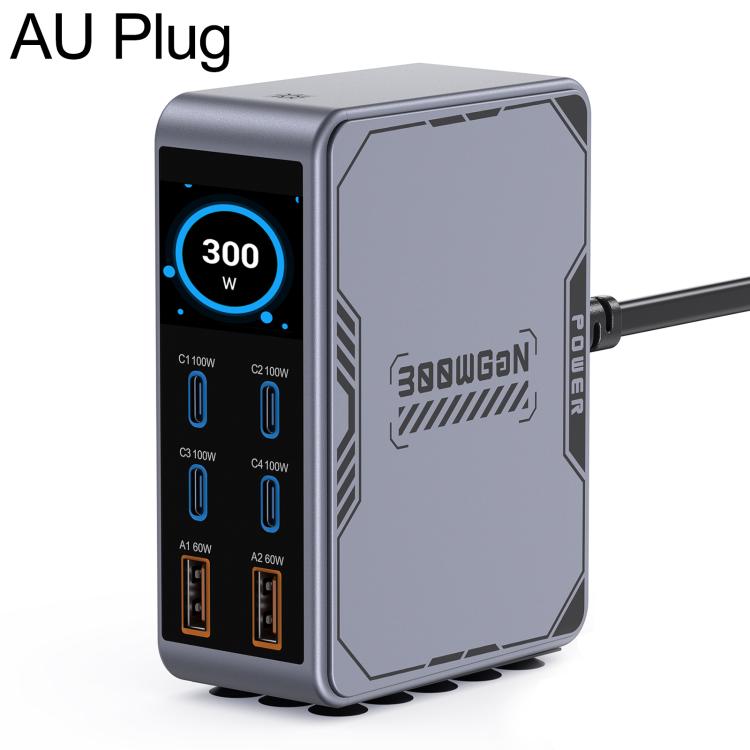 Caricabatterie rapido da tavolo GaN multi-interfaccia da 300 W, EU Plug, US Plug, AU Plug, UK Plug