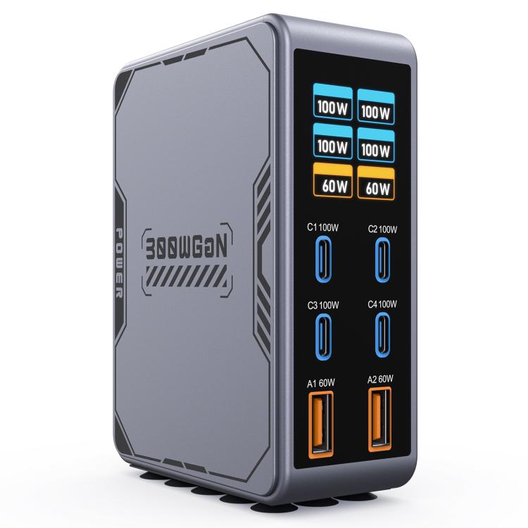Caricabatterie rapido da tavolo GaN multi-interfaccia da 300 W, EU Plug, US Plug, AU Plug, UK Plug