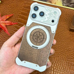 Custodia magnetica per telefono con supporto a 360° a forma di testa di cavallo in noce, For iPhone 17 Pro Max, For iPhone 17 Pro, For iPhone 16 Pro Max, For iPhone 15 Pro Max, For iPhone 14 Pro Max, For iPhone 13 Pro Max