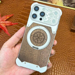 Custodia magnetica per telefono con supporto a 360° a forma di testa di cavallo in noce, For iPhone 17 Pro Max, For iPhone 17 Pro, For iPhone 16 Pro Max, For iPhone 15 Pro Max, For iPhone 14 Pro Max, For iPhone 13 Pro Max