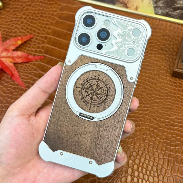 Custodia magnetica per telefono con supporto a 360° a forma di testa di cavallo in noce, For iPhone 17 Pro Max, For iPhone 17 Pro, For iPhone 16 Pro Max, For iPhone 15 Pro Max, For iPhone 14 Pro Max, For iPhone 13 Pro Max