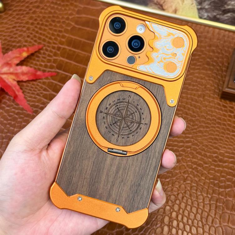 Custodia magnetica per telefono con supporto a 360° a forma di testa di cavallo in noce, For iPhone 17 Pro Max, For iPhone 17 Pro, For iPhone 16 Pro Max, For iPhone 15 Pro Max, For iPhone 14 Pro Max, For iPhone 13 Pro Max