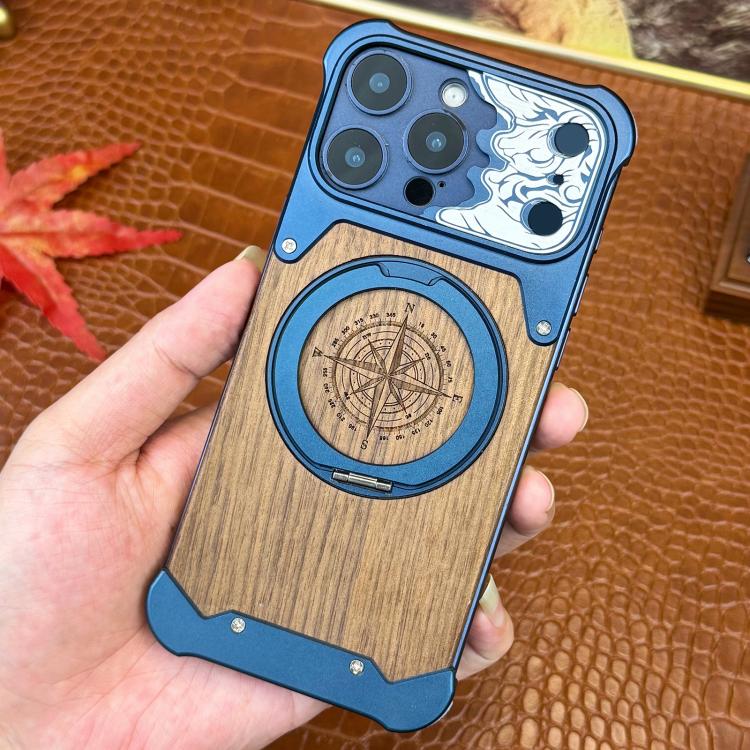 Custodia magnetica per telefono con supporto a 360° a forma di testa di cavallo in noce, For iPhone 17 Pro Max, For iPhone 17 Pro, For iPhone 16 Pro Max, For iPhone 15 Pro Max, For iPhone 14 Pro Max, For iPhone 13 Pro Max