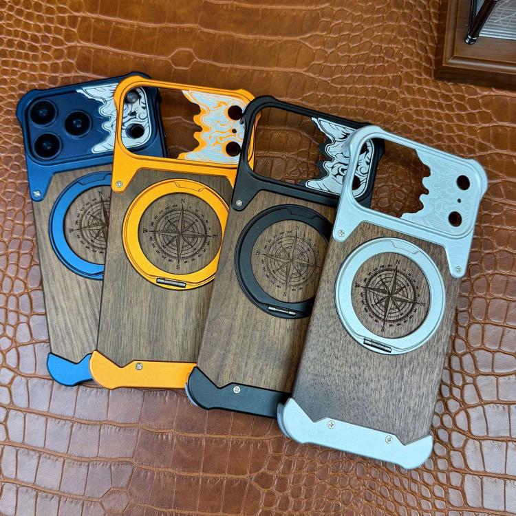 Custodia magnetica per telefono con supporto a 360° a forma di testa di cavallo in noce, For iPhone 17 Pro Max, For iPhone 17 Pro, For iPhone 16 Pro Max, For iPhone 15 Pro Max, For iPhone 14 Pro Max, For iPhone 13 Pro Max