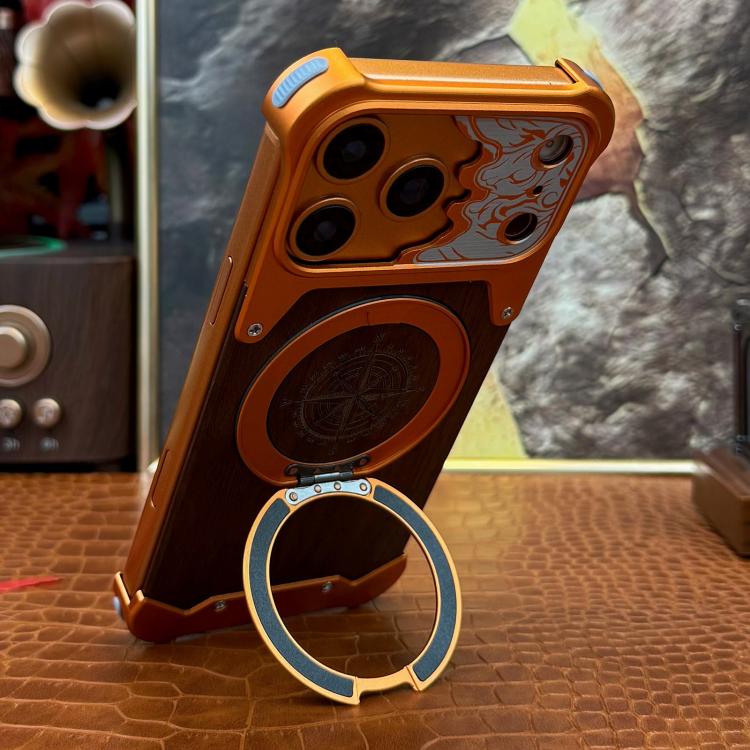 Custodia magnetica per telefono con supporto a 360° a forma di testa di cavallo in noce, For iPhone 17 Pro Max, For iPhone 17 Pro, For iPhone 16 Pro Max, For iPhone 15 Pro Max, For iPhone 14 Pro Max, For iPhone 13 Pro Max