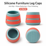 Set di 4 tappi antiscivolo in silicone per gambe di tavoli e sedie.