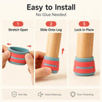 Set di 4 tappi antiscivolo in silicone per gambe di tavoli e sedie.