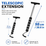 Specchietto retrovisore per auto con tergicristallo telescopico in acciaio inox