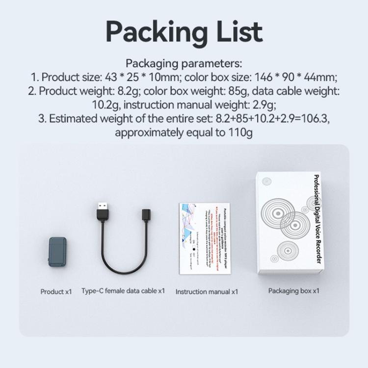 Registratore vocale AI con unità USB Type-C C32A, 4GB, 8GB, 16GB, 32GB, 64GB, 128GB, 256GB