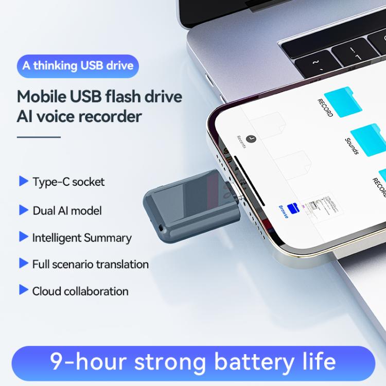 Registratore vocale AI con unità USB Type-C C32A, 4GB, 8GB, 16GB, 32GB, 64GB, 128GB, 256GB
