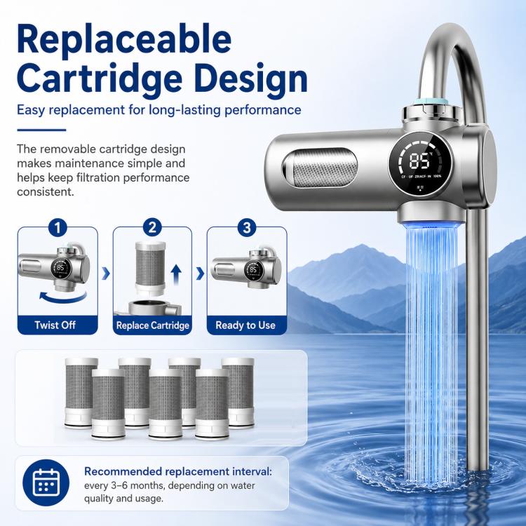 Rubinetto purificatore d'acqua intelligente, rimovibile e lavabile, con cartuccia filtrante., 1 Device + 1 Chip, 1 Device + 2 Chips, 1 Device + 4 Chips, 1 Device + 6 Chips, 1 Device + 8 Chips