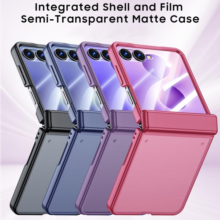 Custodia per telefono traslucida satinata con guscio e pellicola integrati, effetto pelle., For Galaxy Z Flip8 5G