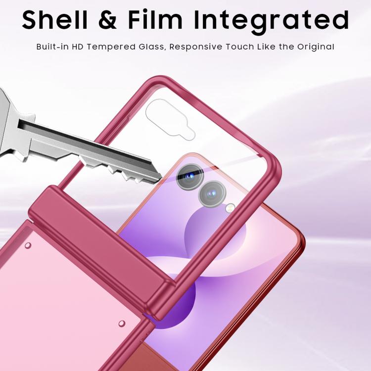 Custodia per telefono traslucida satinata con guscio e pellicola integrati, effetto pelle., For Galaxy Z Flip8 5G
