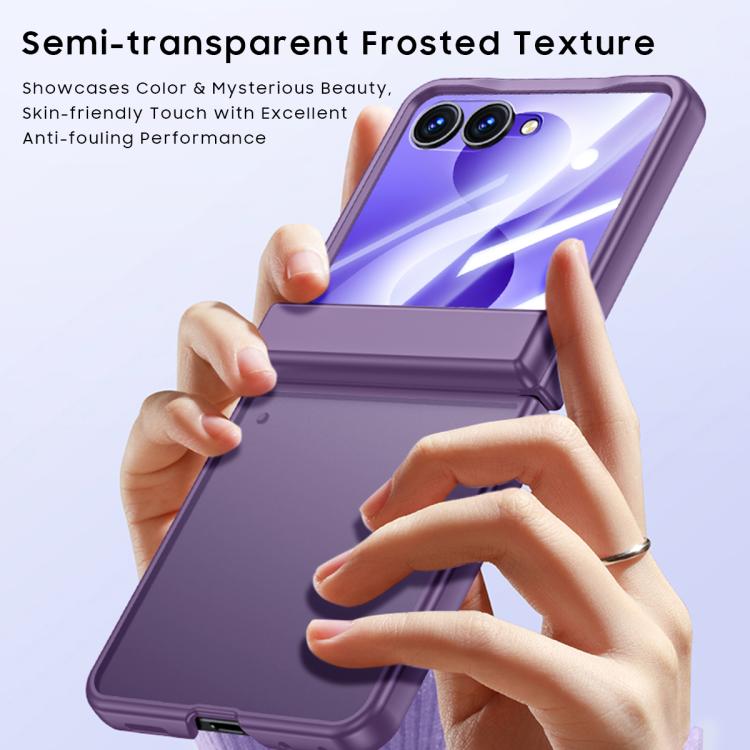 Custodia per telefono traslucida satinata con guscio e pellicola integrati, effetto pelle., For Galaxy Z Flip8 5G