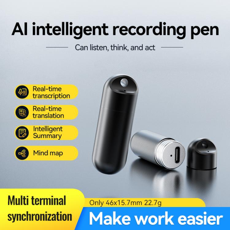 Mini registratore vocale intelligente con intelligenza artificiale S1A a forma di proiettile, 8GB, 16GB, 32GB, 64GB, 128GB, 256GB