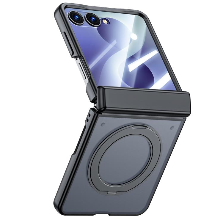 Custodia magnetica traslucida per telefono con supporto, guscio e pellicola integrati, effetto pelle, traslucida, con supporto integrato., For Galaxy Z Flip8 5G