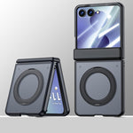 Custodia magnetica traslucida per telefono con supporto, guscio e pellicola integrati, effetto pelle, traslucida, con supporto integrato., For Galaxy Z Flip8 5G