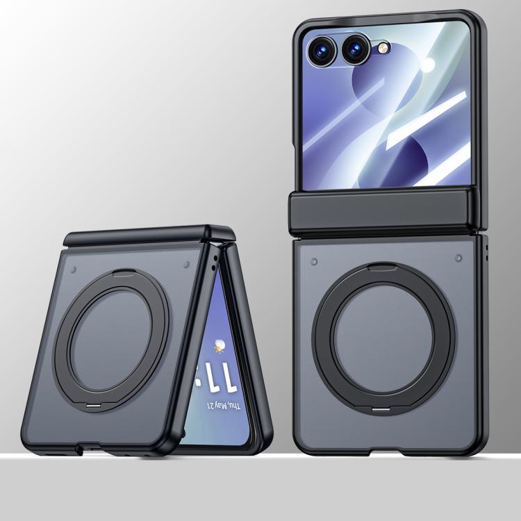 Custodia magnetica traslucida per telefono con supporto, guscio e pellicola integrati, effetto pelle, traslucida, con supporto integrato., For Galaxy Z Flip8 5G