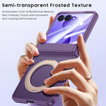 Custodia magnetica traslucida per telefono con supporto, guscio e pellicola integrati, effetto pelle, traslucida, con supporto integrato., For Galaxy Z Flip8 5G