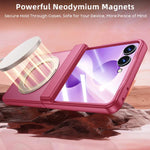 Custodia magnetica traslucida per telefono con supporto, guscio e pellicola integrati, effetto pelle, traslucida, con supporto integrato., For Galaxy Z Flip8 5G