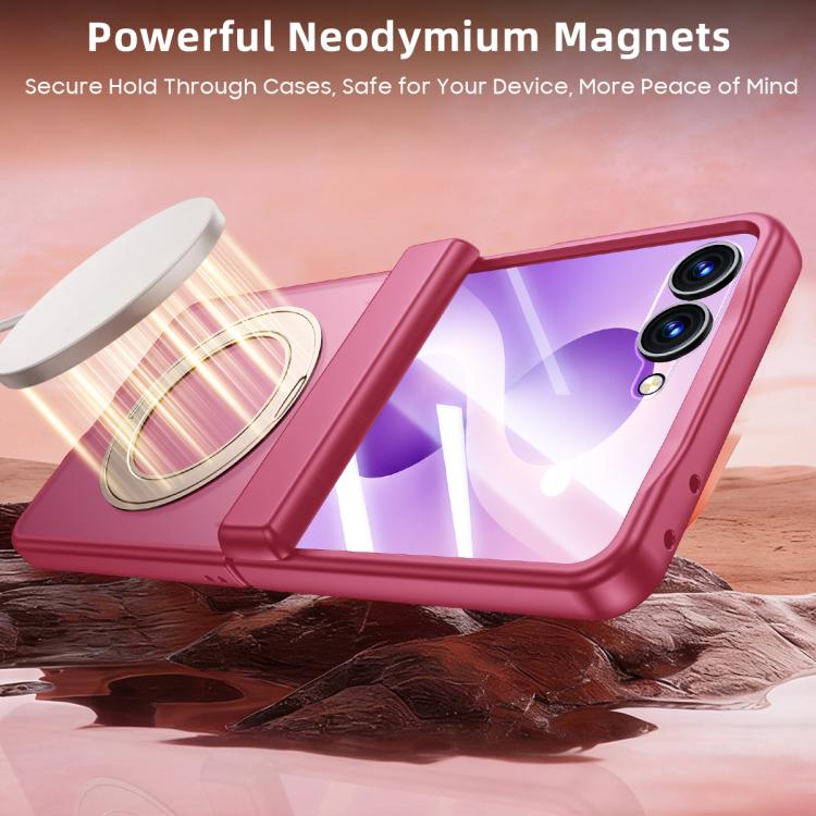 Custodia magnetica traslucida per telefono con supporto, guscio e pellicola integrati, effetto pelle, traslucida, con supporto integrato., For Galaxy Z Flip8 5G