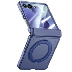 Custodia magnetica traslucida per telefono con supporto, guscio e pellicola integrati, effetto pelle, traslucida, con supporto integrato., For Galaxy Z Flip8 5G